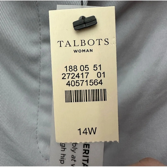 Talbots Heritage Pants Light Blue Size 14W Mid Rise Slit Side Pockets NWT - Picture 4 of 6